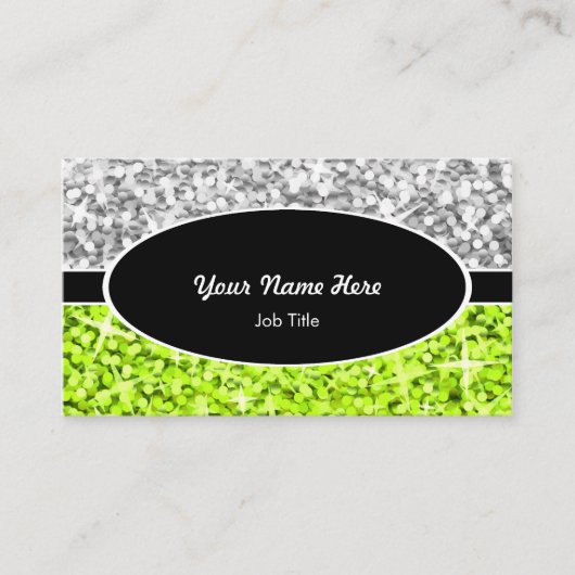 Glitz Mix "シルバー"ライムブラックオーバルビジネスカード 名刺 (正面)