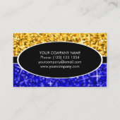 Glitz Mix "金ゴールド"ダークブルー黒楕円形ビジネス 名刺 (裏面)