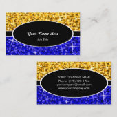 Glitz Mix "金ゴールド"ダークブルー黒楕円形ビジネス 名刺 (正面/裏面)