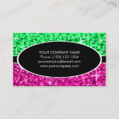 Glitz Mix Green Pinkブラックオーバルビジネスカード 名刺 (裏面)