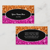 Glitz Mix Orange Pinkブラックオーバルビジネスカード 名刺 (正面/裏面)