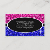 Glitz Mix Pink Blueブラック楕円形の名刺 名刺 (裏面)