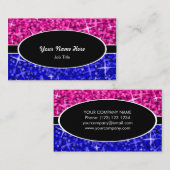 Glitz Mix Pink Blueブラック楕円形の名刺 名刺 (正面/裏面)