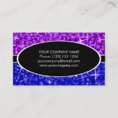 Glitz Mix Purple Blueブラック楕円形の名刺 名刺 (裏面)
