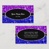 Glitz Mix Purple Blueブラック楕円形の名刺 名刺 (正面/裏面)