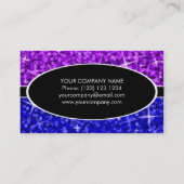 Glitz Mix Purple Blueブラック楕円形の名刺 名刺 (裏面)