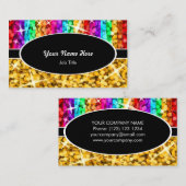 Glitz Mix Rainbow "金ゴールド"ブラックオーバル名刺 名刺 (正面/裏面)