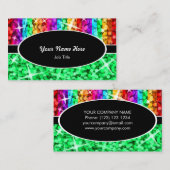 Glitz Mix Rainbow Greenブラックオーバルビジネスカード 名刺 (正面/裏面)