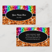 Glitz Mix Rainbow Orangeブラックオーバルビジネスカード 名刺 (正面/裏面)