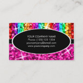 Glitz Mix Rainbow Pinkブラックオーバルビジネスカード 名刺 (裏面)