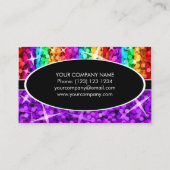 Glitz Mix Rainbow Purpleブラックオーバルビジネスカード 名刺 (裏面)
