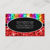 Glitz Mix Rainbow Redブラックオーバルビジネスカード 名刺 (裏面)
