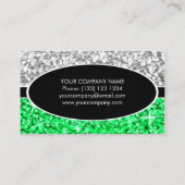 Glitz Mix "Silver"グリーンブラックオーバルビジネスカード 名刺 (裏面)