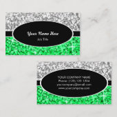 Glitz Mix "Silver"グリーンブラックオーバルビジネスカード 名刺 (正面/裏面)