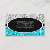 Glitz Mix "Silver"ブルーブラック楕円形の名刺 名刺 (裏面)
