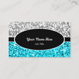Glitz Mix "Silver"ブルーブラック楕円形の名刺 名刺