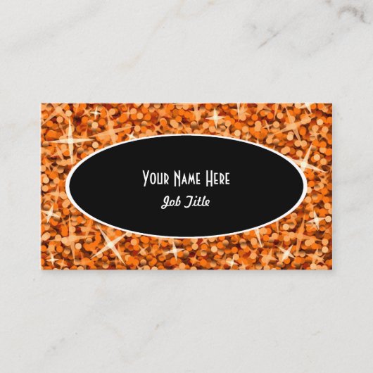 Glitz Orange Black Oval名刺テンプレート 名刺 (正面)