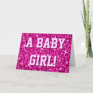 Glitz Pink 'Baby Girl' 'おめでとうございます!'カード カード