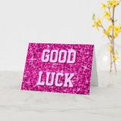 Glitz Pink 'Good Luck' 'Your Text'カード カード (黄色い花)