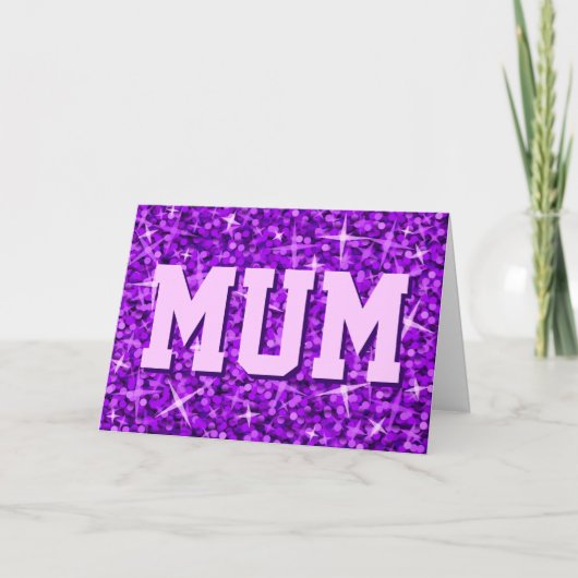 Glitz Pink 'MUM' 'Happy Mother's Day'カード カード (正面)