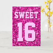 Glitz Pink 'Sweet 16' 'ハッピーバースデー'カード カード (黄色い花)