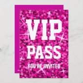 Glitz Pink 'VIP PASS'の招待 招待状 (正面/裏面)