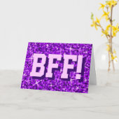 Glitz Purple 'BFF!' 'Your Text'グリーティングカード カード (黄色い花)