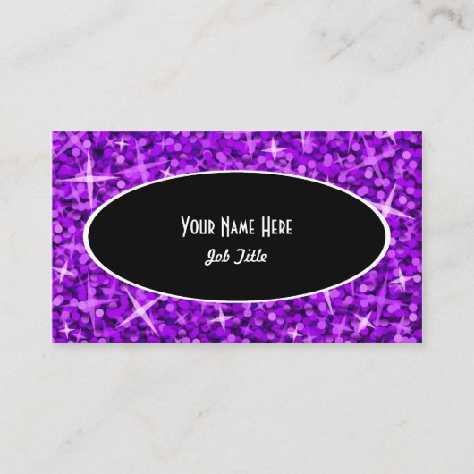 Glitz Purple Black Oval名刺テンプレート 名刺 (正面)