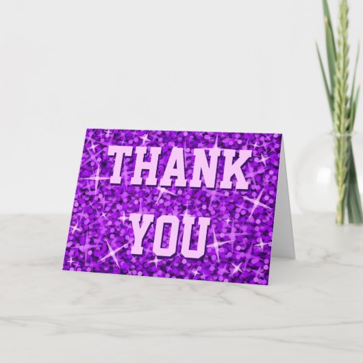 Glitz Purple 'Thank You' 'Your Text'カード サンキューカード (正面)