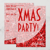 Glitz Red曲線「クリスマスパーティー!」招待 招待状 (正面/裏面)