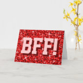 Glitz Red 'BFF!' 'あなたのテキスト'グリーティングカード カード (黄色い花)