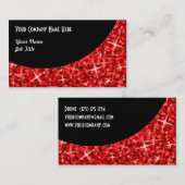 Glitz Red Black Curveビジネスカードテンプレート 名刺 (正面/裏面)