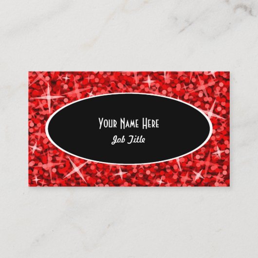 Glitz Red Black Oval名刺テンプレート 名刺 (正面)