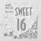 Glitz "Silver"カーブ"Sweet 16"招待 招待状 (正面/裏面)