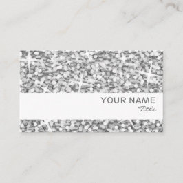 Glitz "Silver"ホワイト·ストライプ·名刺テンプレート 名刺