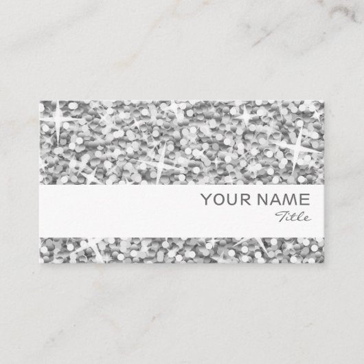 Glitz "Silver"ホワイト·ストライプ·名刺テンプレート 名刺 (正面)