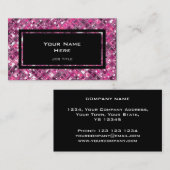 Glitz Tilesホットピンク1黒の長方形 名刺 (正面/裏面)
