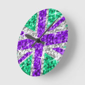 Glitz UKパープルクロック周り ラウンド壁時計 (傾斜)