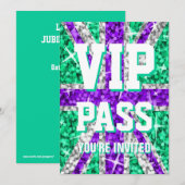 Glitz UK Purple 'VIP PASS'への招待 招待状 (正面/裏面)