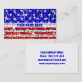 Glitz USAストライプビジネスカードテンプレート白 名刺 (正面/裏面)