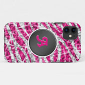 Glitz ZebraピンクモノグラムiPhoneブラック Case-Mate iPhoneケース (裏面(横))