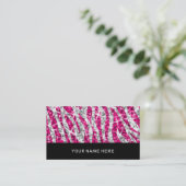 Glitz Zebra Pinkビジネスカードブラック 名刺 (スタンド正面)