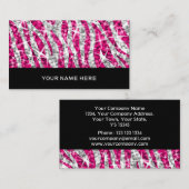 Glitz Zebra Pinkビジネスカードブラック 名刺 (正面/裏面)