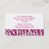 Glitz Zebra Pinkビジネスカードホワイト 名刺 (裏面)