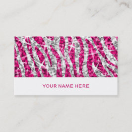 Glitz Zebra Pinkビジネスカードホワイト 名刺