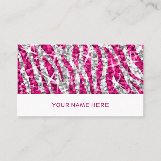 Glitz Zebra Pinkビジネスカードホワイト 名刺 (正面)