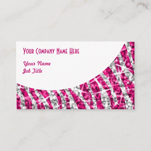 Glitz Zebra Pinkホワイトカーブ名刺 名刺 (正面)