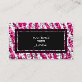 Glitz Zebra Pink長方形ビジネスカードブラック 名刺