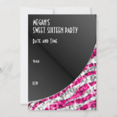 Glitz Zebra Pink curve "Sweet 16"招待 招待状 (裏面)