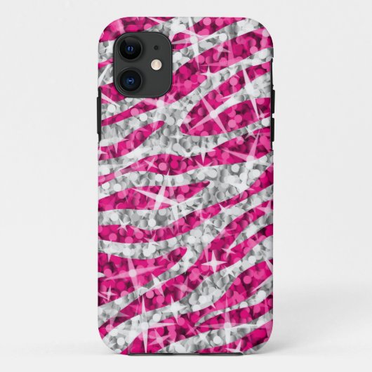 Glitz Zebra Pink iPhoneケース(水平) Case-Mate iPhoneケース (裏面)